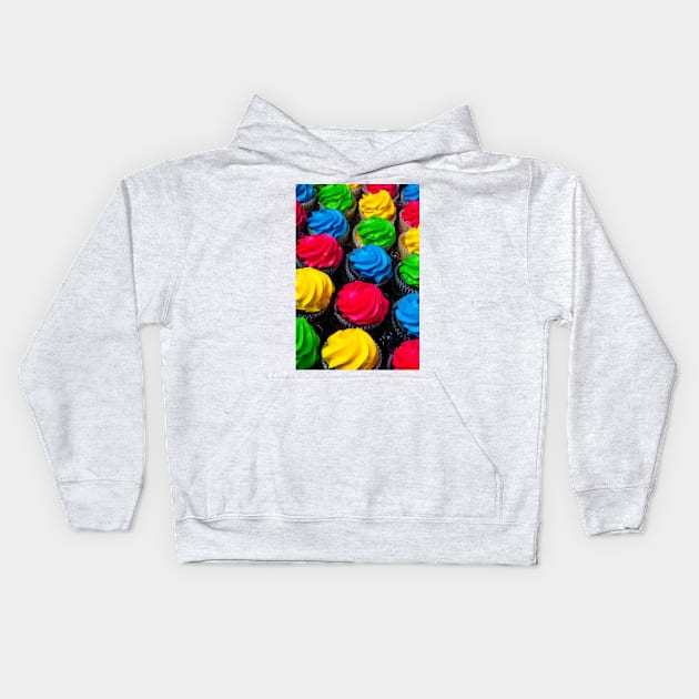 Rows Of Colored Cup Cakes Kids Hoodie by photogarry